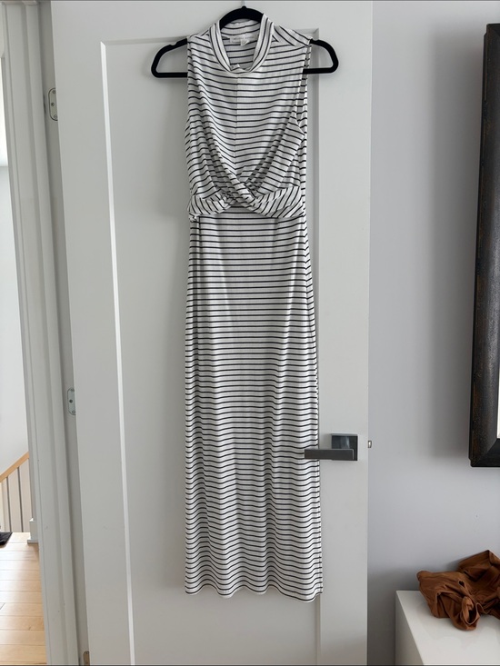 MELISSA NEPTON Dresses & Skirts - MELISSA NEPTON Black & White Striped Twist-Front Maxi Dress